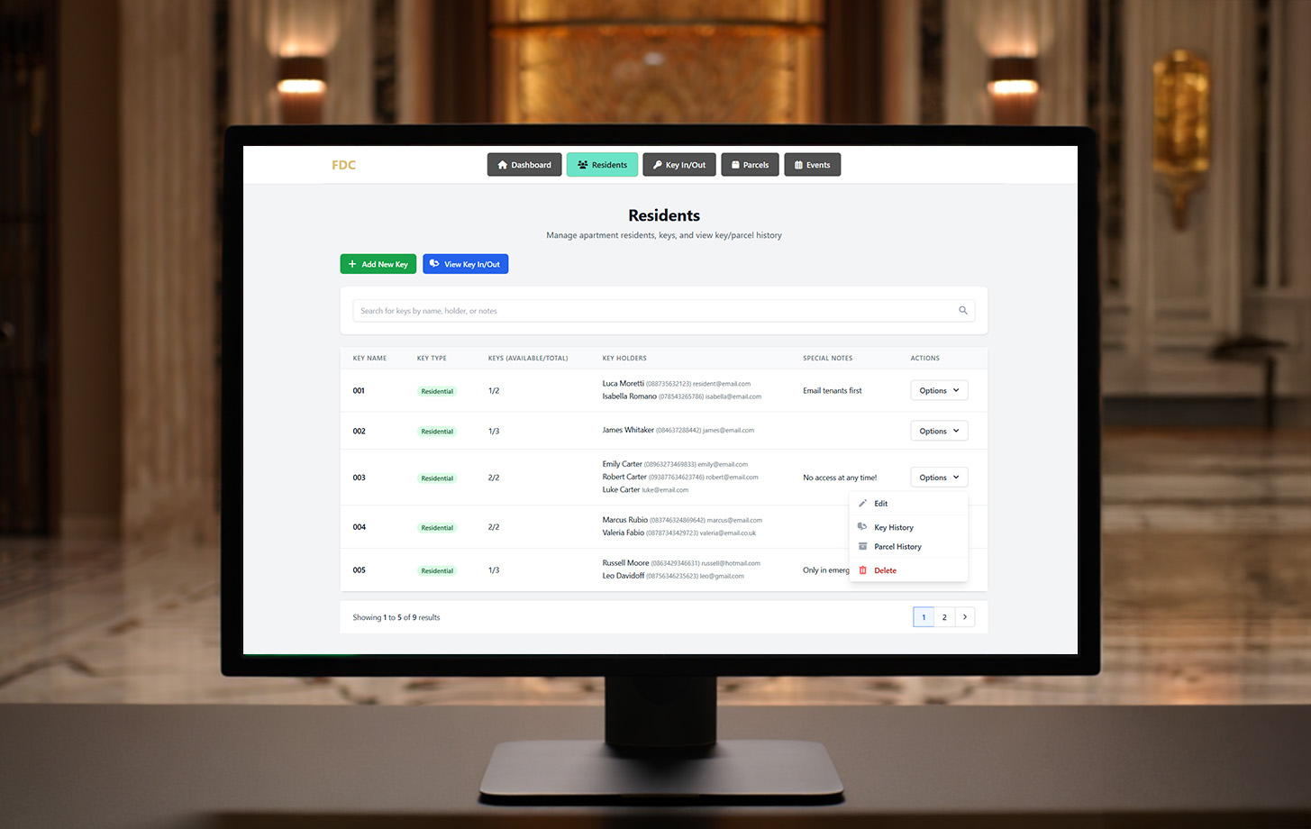 Resident management software for building managers - centralized contact information and communication platform